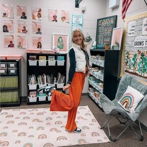 Vibrant Orange& pink Wide-Leg Pants